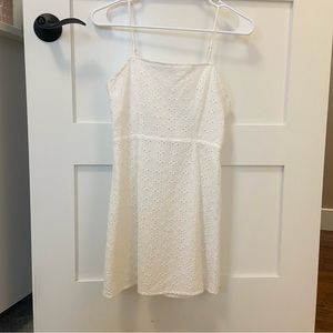white eyelet mini dress